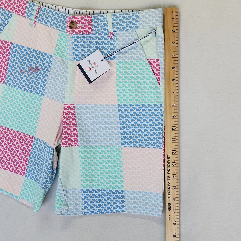 Y2K Preppy Vineyard Vines Girls Patchwork Shorts L Multicolor Whale NWT Summer